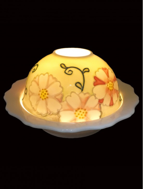 Hand Painted Porcelain Flower Dome Light with LED base